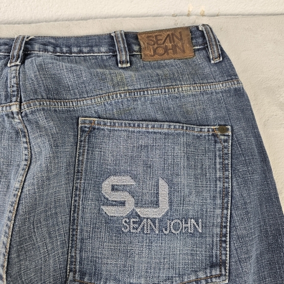 Vintage Y2K Sean John Jeans Wide Leg Baggy Cyber Mall Goth Skater 38x33 - Picture 5 of 12